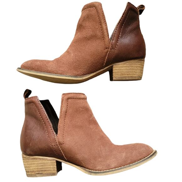DIBA.True Brown Cut Out Leather Ankle Booties Women's Size 6 - Picture 1 of 14